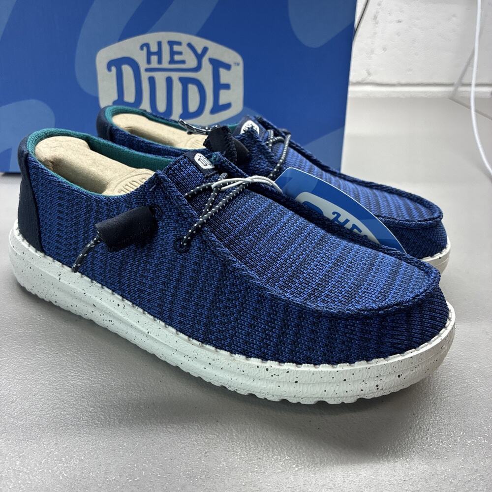 Women’s Size 5 Hey Dude Wendy Sport Mesh Navy White New With Box 40414-462 NIB